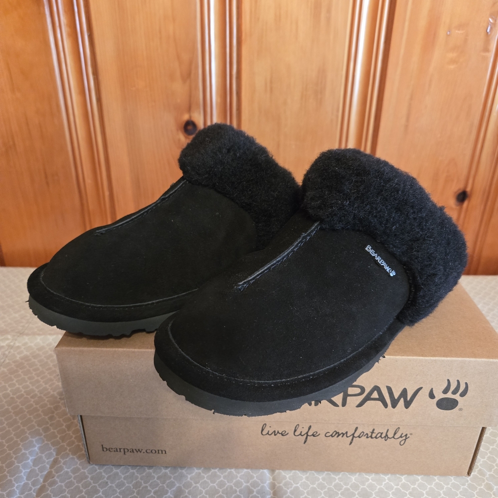 BearPaw Loketta Black Suede Slippers